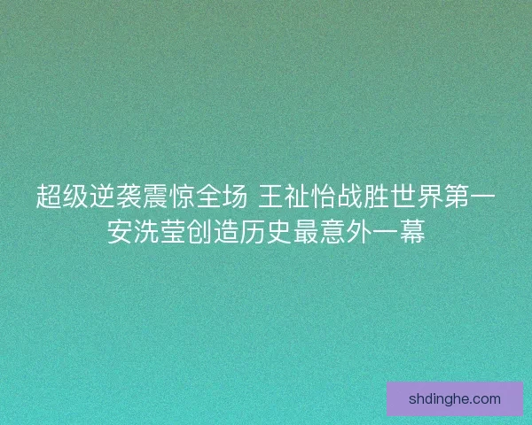 超级逆袭震惊全场 王祉怡战胜世界第一安洗莹创造历史最意外一幕