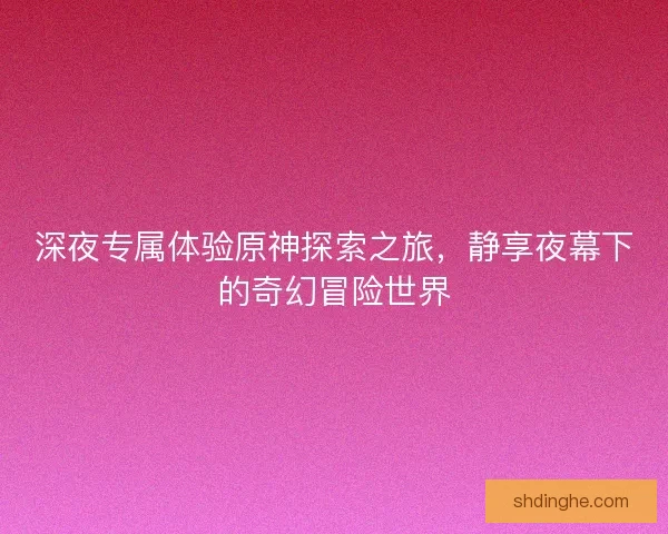 深夜专属体验原神探索之旅，静享夜幕下的奇幻冒险世界