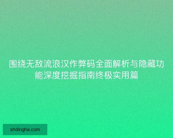 围绕无敌流浪汉作弊码全面解析与隐藏功能深度挖掘指南终极实用篇