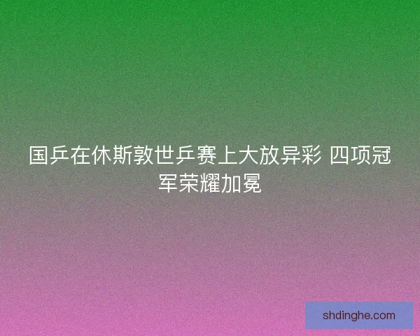 国乒在休斯敦世乒赛上大放异彩 四项冠军荣耀加冕