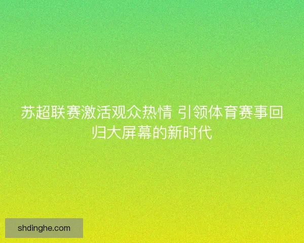 苏超联赛激活观众热情 引领体育赛事回归大屏幕的新时代